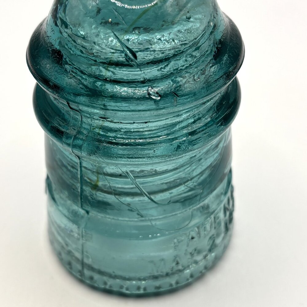Vintage Hemingray No. 12 Aqua Blue Glass 4" Insulator Patented MAY 2 1893 - Picture 11 of 11